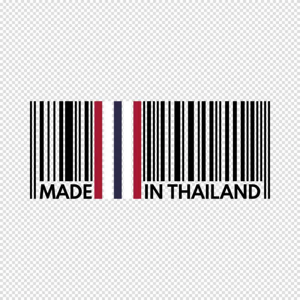 Vector illustration of barcode made in thailand, vector illustration on transparent background