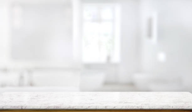 istock Marble counter table top in bath room background 1141230342