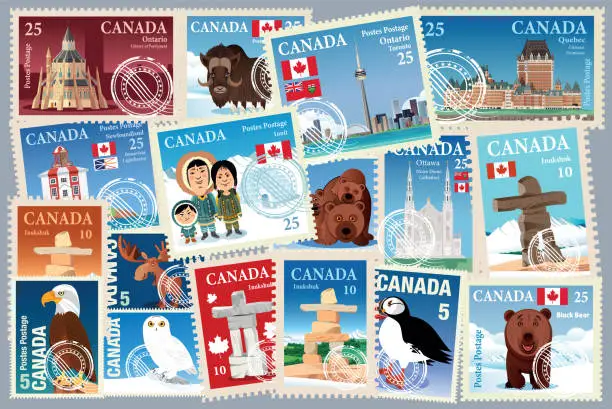 Vector illustration of CANADA STAMPS