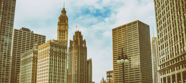 istock Chicago skyscrapers at sunset 1141236037