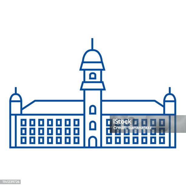 Townhall Line Icon Concept Townhall Flat Vector Symbol Sign Outline Illustration Stock Illustration - Download Image Now