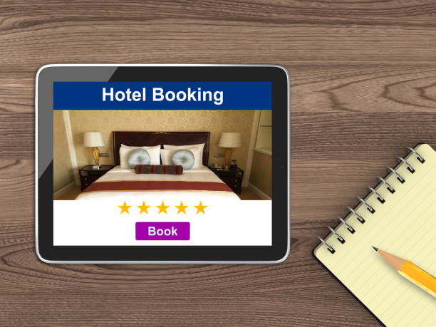 istock Hotel booking tablet computer online travel search reservation 1141240574
