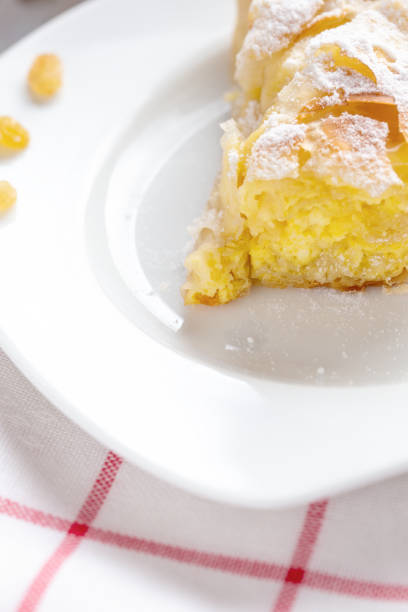 istock Closeup view of cheese pie with raisins 1141240931