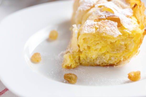 istock Close-up view of cheese pie with raisins 1141240989