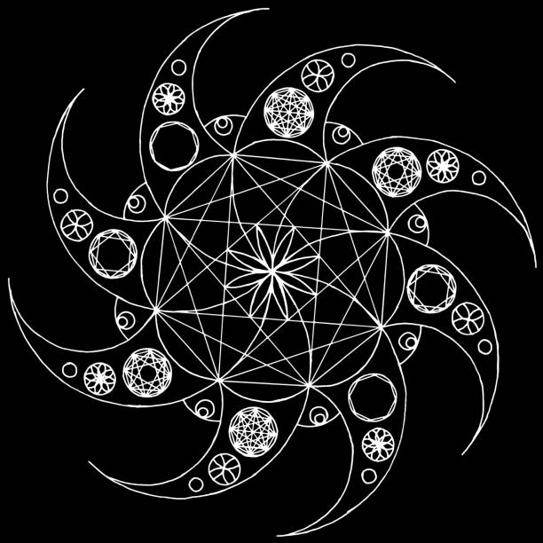 Sacred Geometry Star A hand drawn star in sacred geometry style. ninja stars drawing stock illustrations