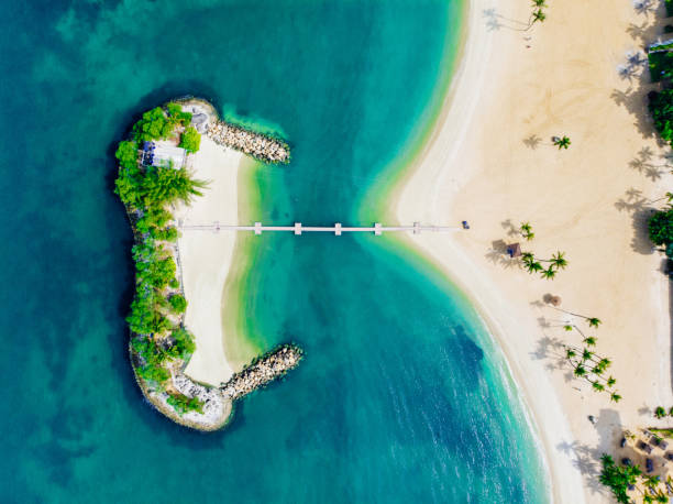 istock Sentosa Island Beach aerial view 1141242378