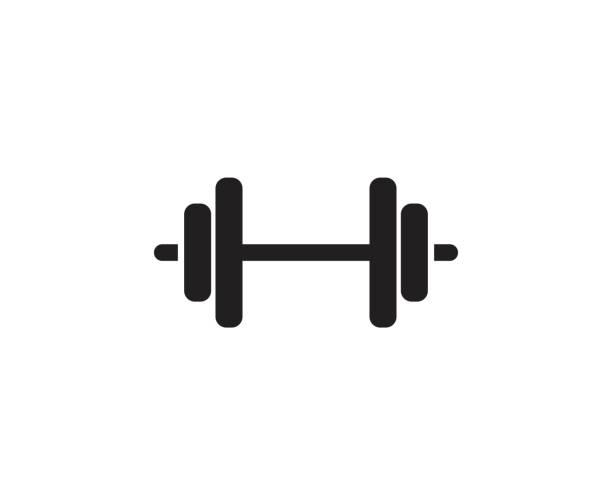 ikona odznaki barbel gym, fitness - barbell stock illustrations