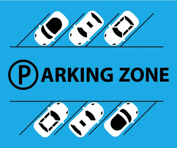 Vector illustration of City parking lot illustration vector web banner. Public car-park. Flat style. Shortage parking spaces