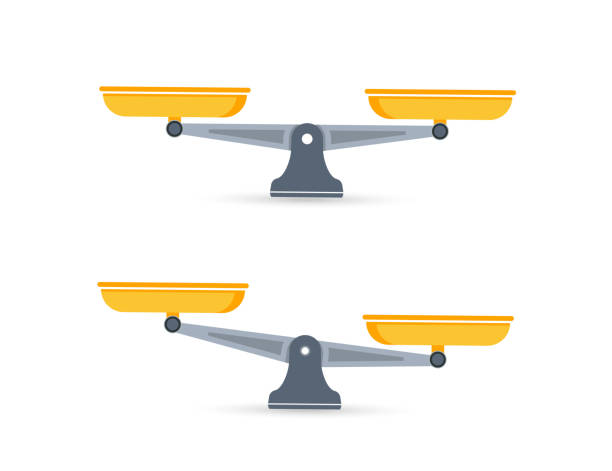 ilustrações de stock, clip art, desenhos animados e ícones de set of scales. bowls of scales in balance, an imbalance of scales. libra, vector illustration - instrument of measurement illustrations