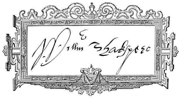 William Shakespeare’s Signature William Shakespeare’s signature from the Works of William Shakespeare. Vintage etching circa mid 19th century. william shakespeare illustrations stock illustrations