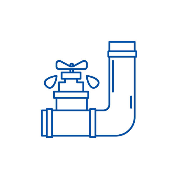 illustrations, cliparts, dessins animés et icônes de concept d’icône de ligne d’approvisionnement en eau. symbole de vecteur plat d’approvisionnement en eau, signe, illustration de contour. - pipe pipeline water pipe valve