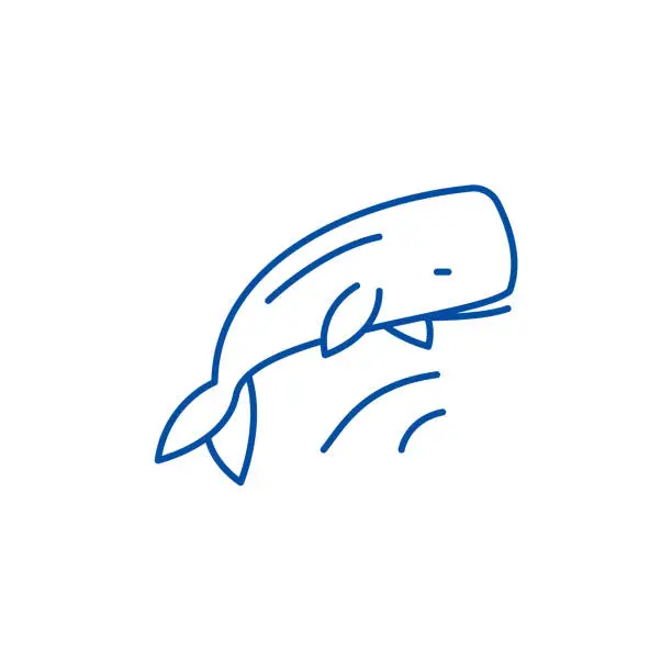 Vector illustration of Whale line icon concept. Whale flat  vector symbol, sign, outline illustration.
