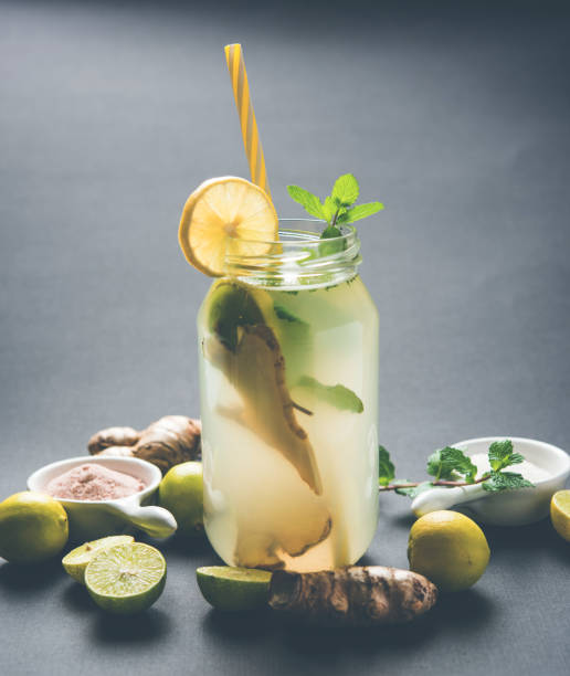shikanji / nimbu pani is a popular cold drink from India Shikanji is lemonade originating from the Punjab/India. Also known as shikanjvi or Nimbu Pani or sherbet. popular summer cold drink lime basil plant stock pictures, royalty-free photos & images