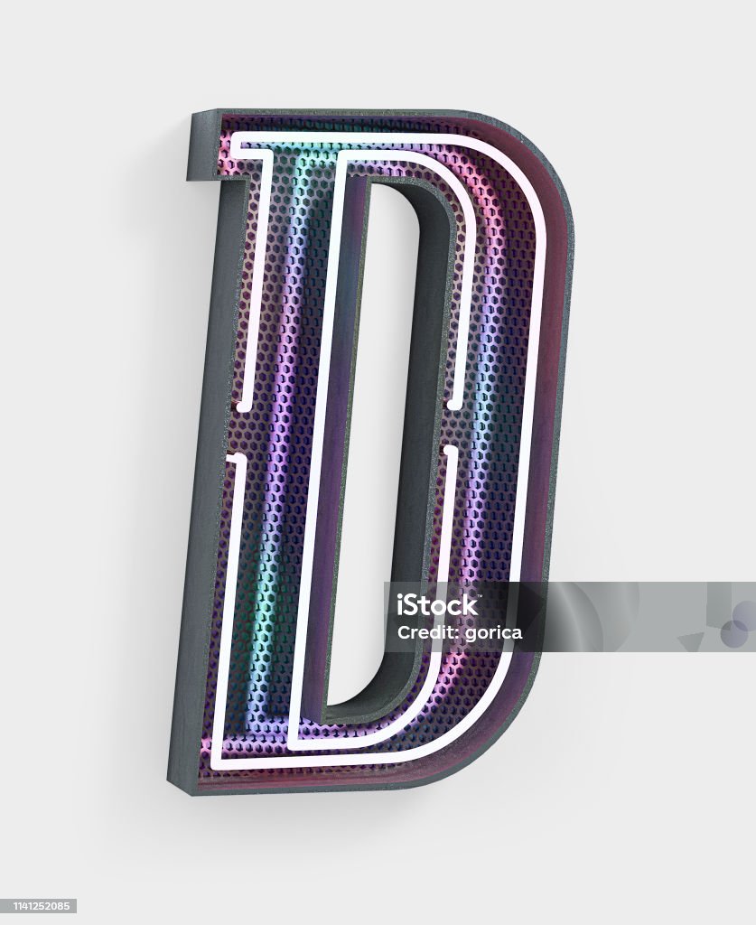 Neon Font Letter D Stock Photo - Download Image Now - Letter D, Three  Dimensional, Letter - Document - iStock