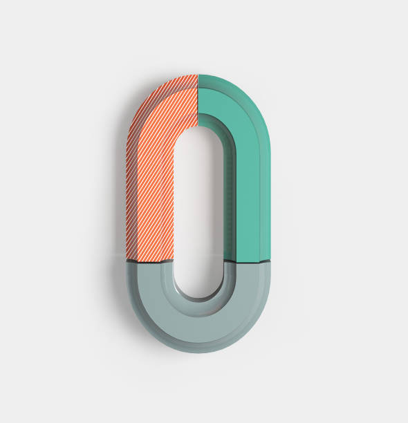 Geometric Vivid Font with bright coral and pastel colored patterns. 3d illustration isolated.