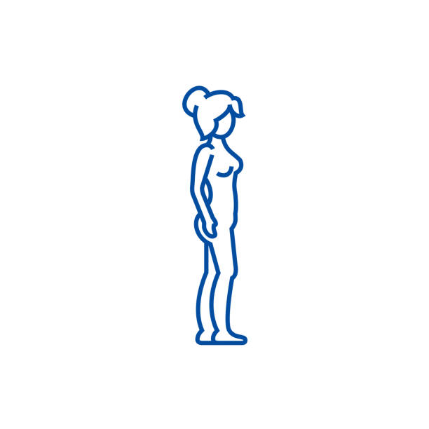 ilustrações de stock, clip art, desenhos animados e ícones de woman body profile,female silhouette line icon concept. woman body profile,female silhouette flat  vector symbol, sign, outline illustration. - art women naked nudist