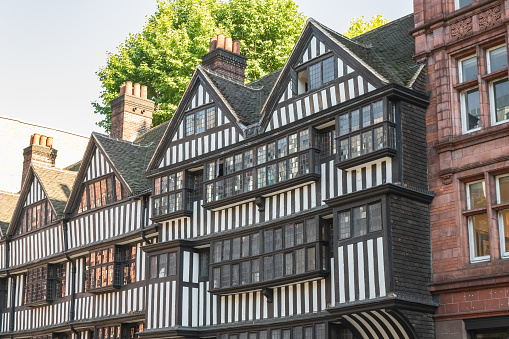 Facade of staple house London, Tudor style building