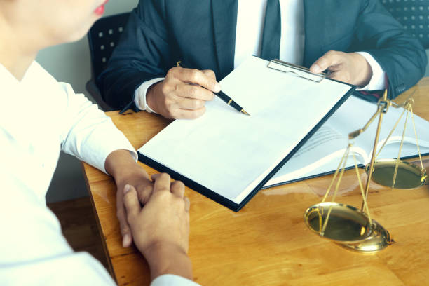 istock Lawyer or judge gavel with balance work with client 1141255348
