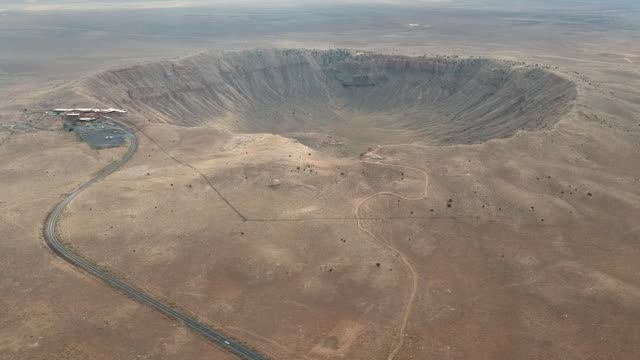 High angle aerial of Meteor Crater, Arizona.