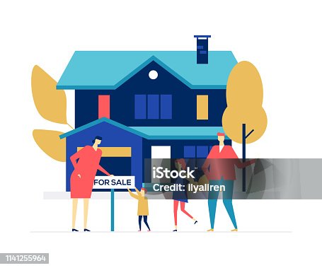istock Real estate agency - colorful flat design style illustration 1141255964