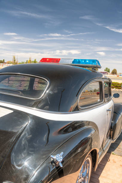 istock Vintage police car, back and side view 1141259446