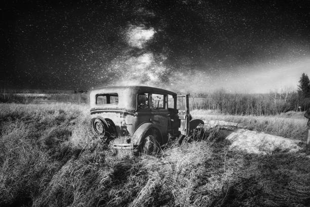 istock Vintage car under the milky way 1141261281