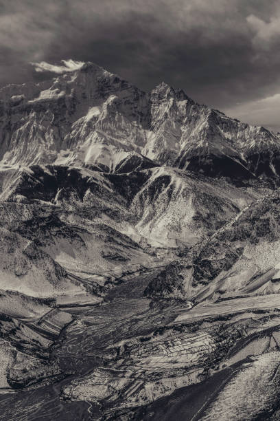 Black and white mountains Himalayas