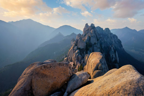 istock View from Ulsanbawi rock peak on sunset. Seoraksan National Park, South Corea 1141263821