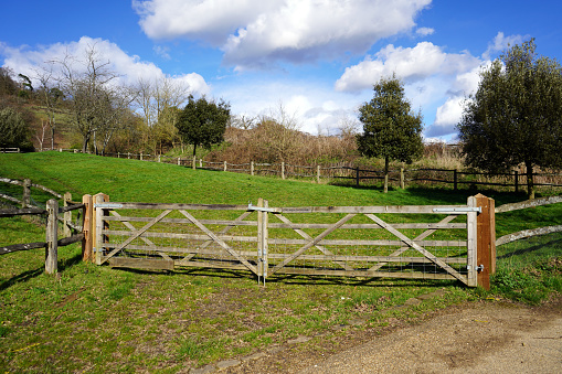 Wooden gate in to farm fields