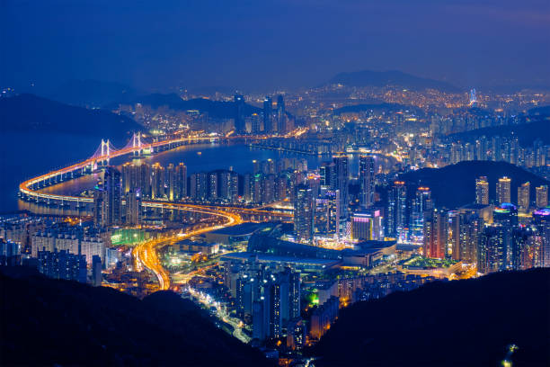 istock Busan cityscape Gwangan Bridge at night 1141266227