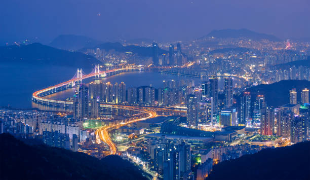 istock Busan cityscape Gwangan Bridge at night 1141266228