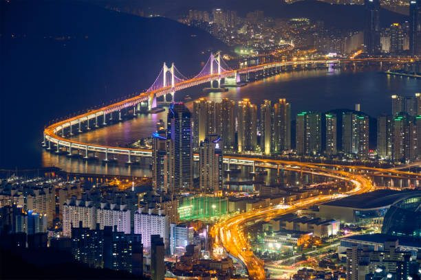 istock Busan cityscape Gwangan Bridge at night 1141266230