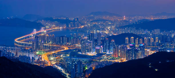 istock Busan cityscape Gwangan Bridge at night 1141266234