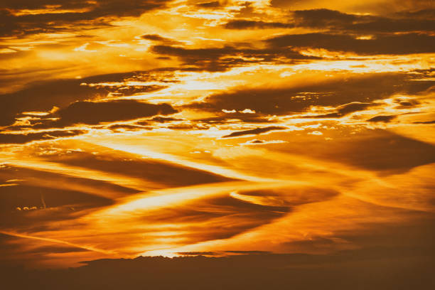 istock Orange fire colors of sunset sky 1141269064