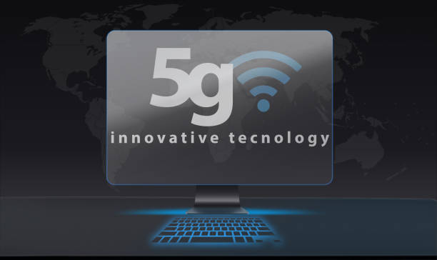 istock 5G new wireless internet wifi connection on futuristic computer with transparent display and holographic keyboard. Global high speed network innovation connection data technology. 1141280151