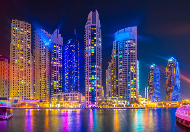 Dubai marina at night, UAE