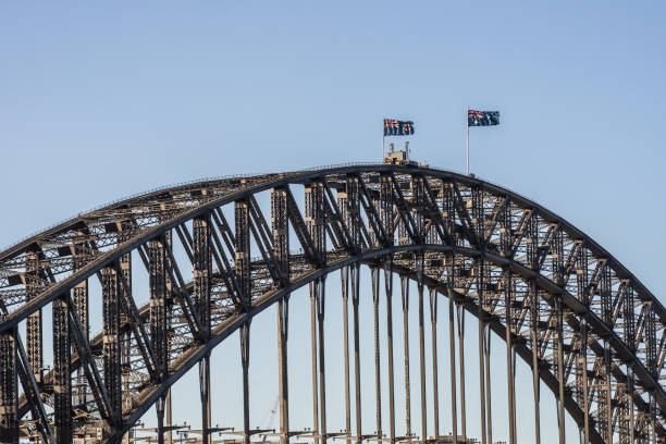 istock Closeup of Harbour bridge span during sunset, Sydney Australia. 1141281939