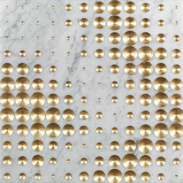 white luxury marble tile with bronze spikes and rivets. - bronze decor tile mosaic imagens e fotografias de stock