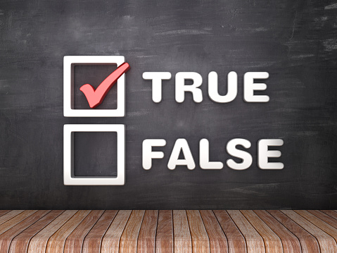 True False 3D Check List on Chalkboard Background - 3D Rendering