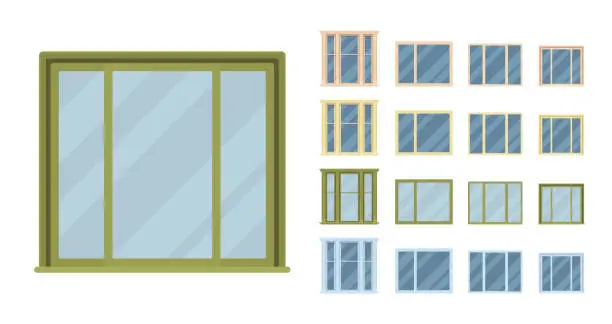 Vector illustration of Window for building fitted with glass in a frame