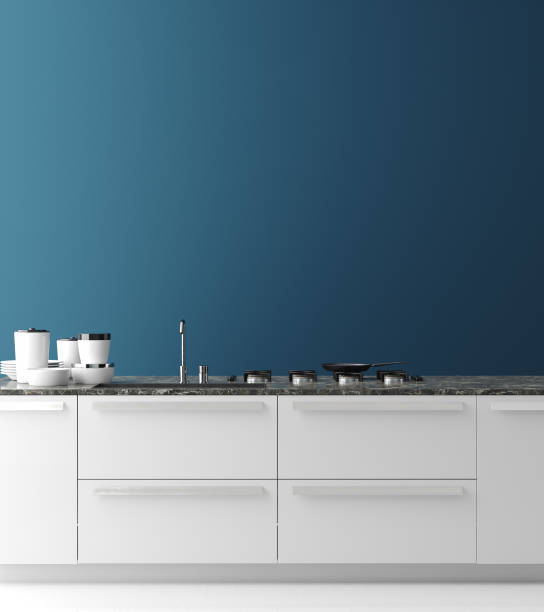 Contemporary kitchen interior, wall mock up, modern style