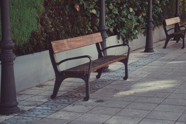 istock wooden bench in the city 1141290252