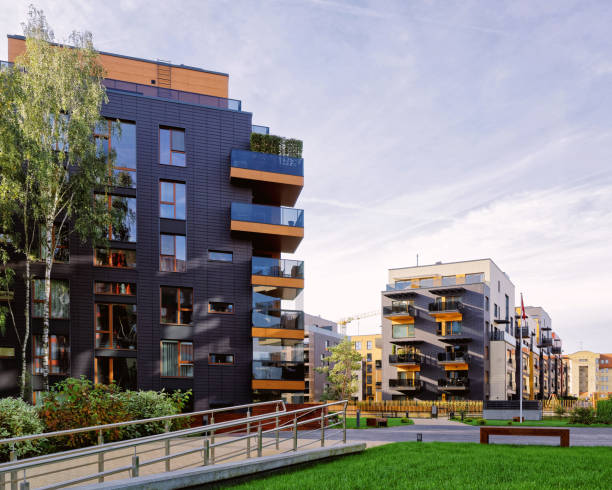 istock Modern glass apartment residential buildings 1141294009