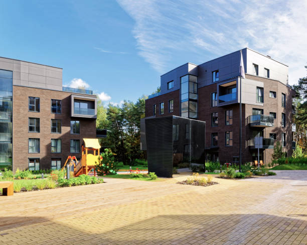 istock Modern terraced complex of apartment residential buildings 1141294048