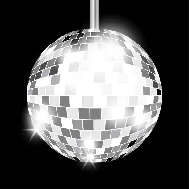 srebrne lustro disco ball odizolowane - disco mirror ball illustrations stock illustrations