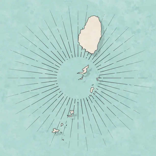 Vector illustration of Saint Vincent and the Grenadines map in retro vintage style - Old textured paper