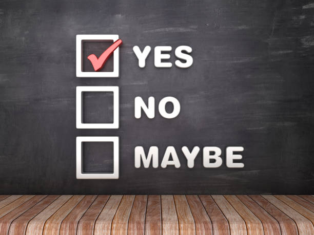 istock Yes No Maybe 3D Check List on Chalkboard Background - 3D Rendering 1141297577