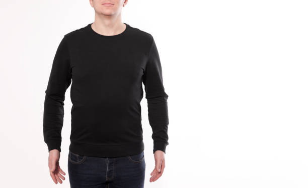 istock Man in black sweatshirt, black hoodies. white background 1141299352