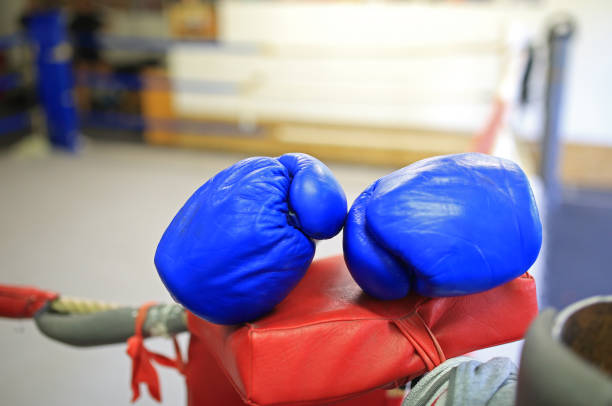 istock Box gloves at corner of box ring 1141299601