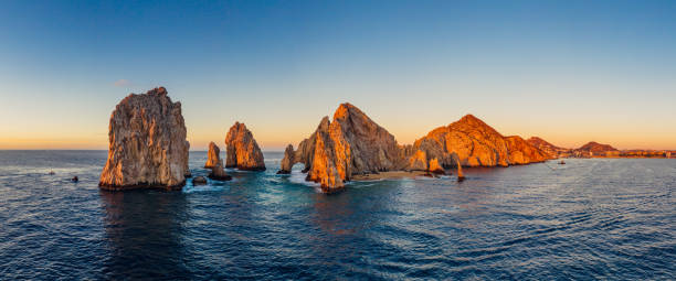 Cabo San Lucas Aerial View Panoramic Aerial View of Cabo San Lucas in Mexico. natural arch photos stock pictures, royalty-free photos & images